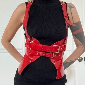 Leather handmade peplum harness